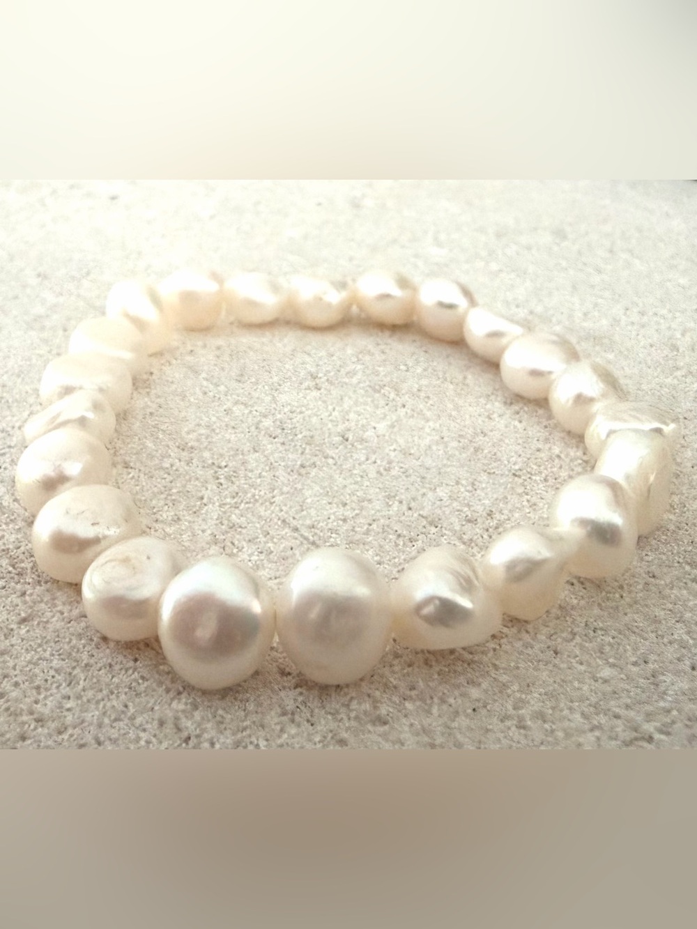 FRESHWATER PEARL Large Baroque Pearl Stretch Bracelet NWOT - Picture 5 of 7